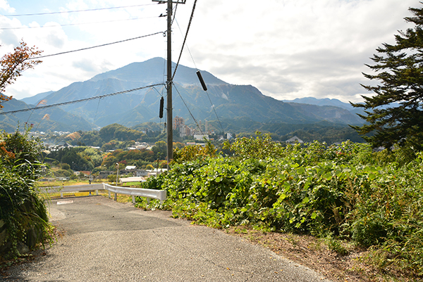 寺坂棚田と武甲山を一望、高台の傾斜地の土地